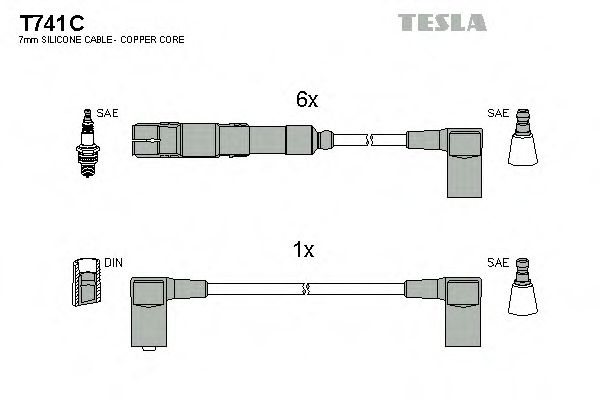 Комплект высоковольтных проводов - Tesla T741C