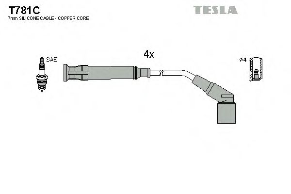 Комплект высоковольтных проводов - Tesla T781C
