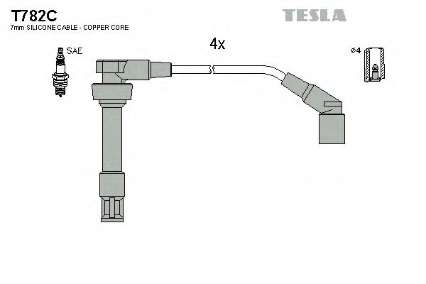 Комплект высоковольтных проводов - Tesla T782C