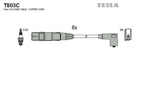 Комплект высоковольтных проводов - Tesla T803C