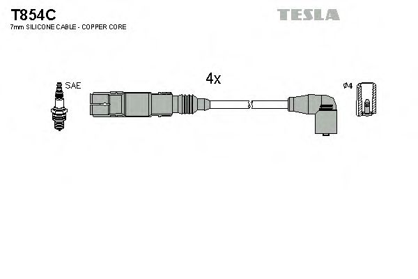 Комплект высоковольтных проводов - Tesla T854C