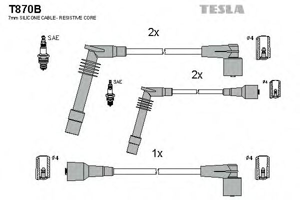 Комплект высоковольтных проводов - Tesla T870B