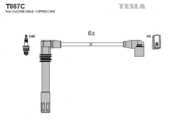 Комплект высоковольтных проводов - Tesla T887C