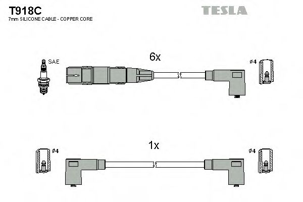 Комплект высоковольтных проводов - Tesla T918C