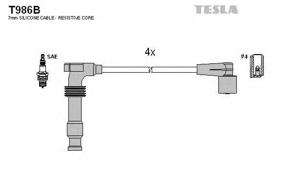 Комплект высоковольтных проводов - Tesla T986B