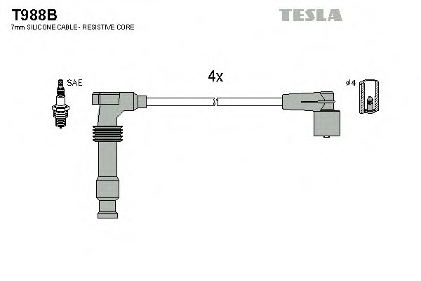 Комплект высоковольтных проводов - Tesla T988B