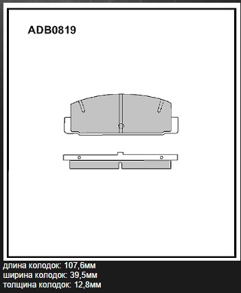 Колодки тормозные дисковые | зад | - Allied Nippon ADB0819