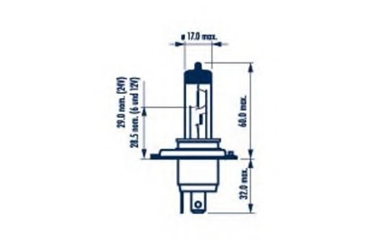 Лампа H4 HD 24V 7570w P43t-38 NVA C1 Narva                48898