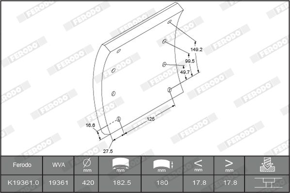 Колодки тормозные барабанные | зад | - Ferodo K19361.1-F3658