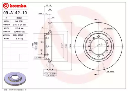 Диск тормозной Standard | перед | - Brembo 09.A142.10