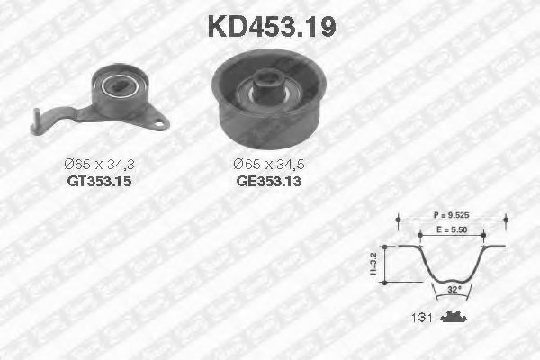 Комплект ремня ГРМ - SNR KD453.19