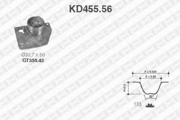 Комплект ремня ГРМ - SNR KD455.56