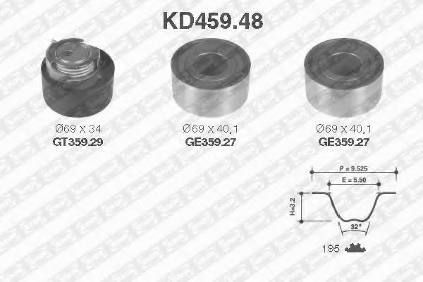 Комплект ремня ГРМ - SNR KD459.48