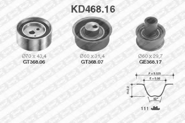 Комплект ремня ГРМ - SNR KD468.16