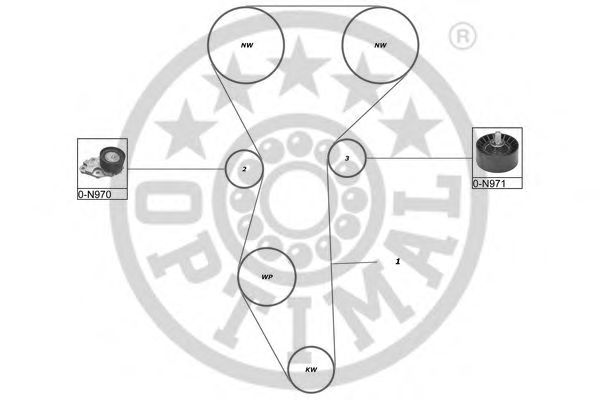 Комплект ремня ГРМ - Optimal SK-1273