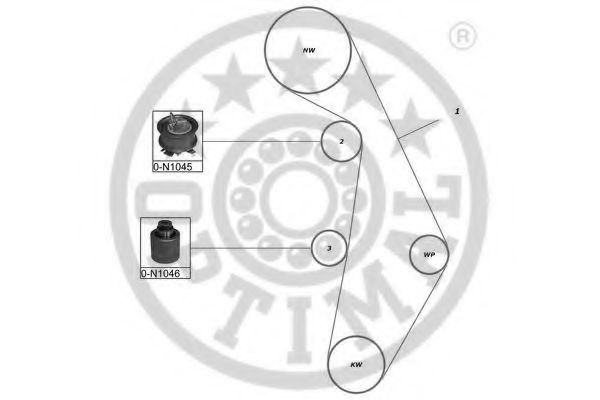 Комплект ремня ГРМ - Optimal SK-1372