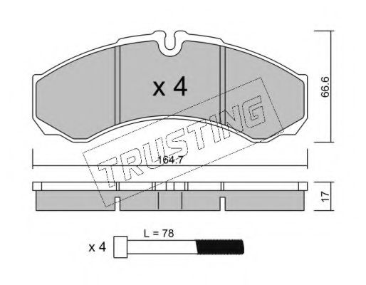 Колодки тормозные дисковые | перед | - Trusting 221.3