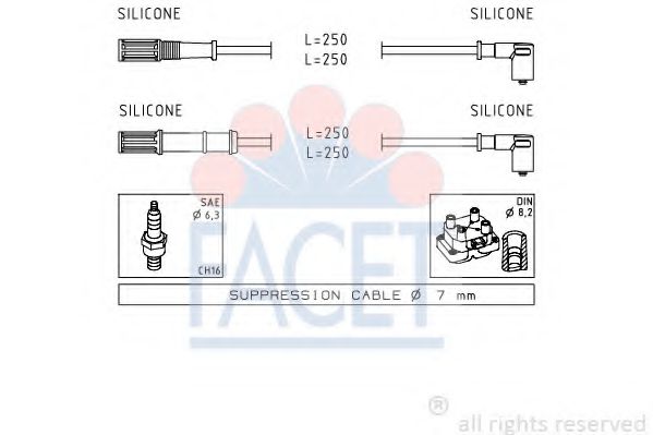 Комплект высоковольтных проводов - Facet 4.7170