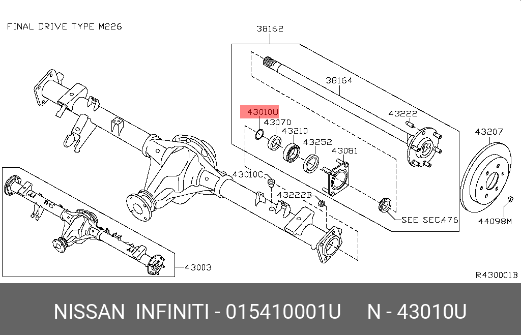 Комплект подшипника ступицы колеса - Nissan 01541-0001U