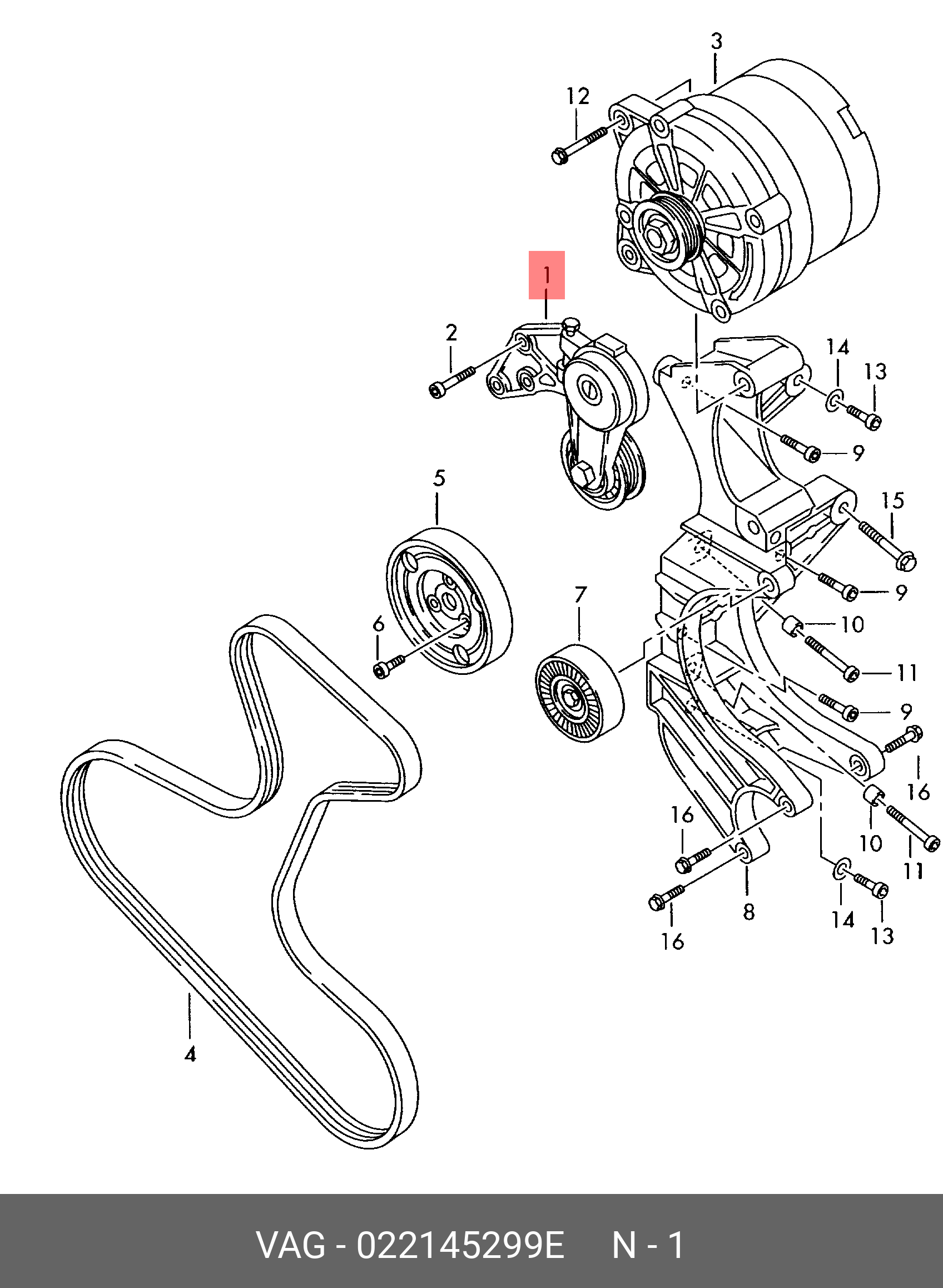 Натяжитель приводного ремня - VAG 022145299E
