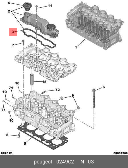 Прокладка крышки клапанов - Citroen/Peugeot 0249.C2