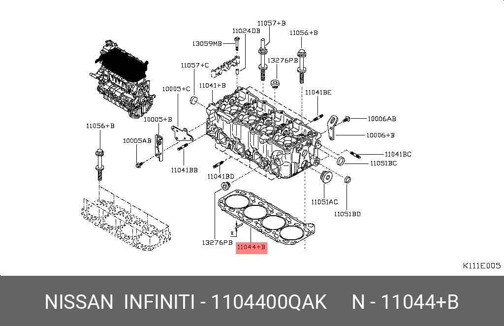 Прокладка головки блока цилиндров - Nissan 11044-00QAK