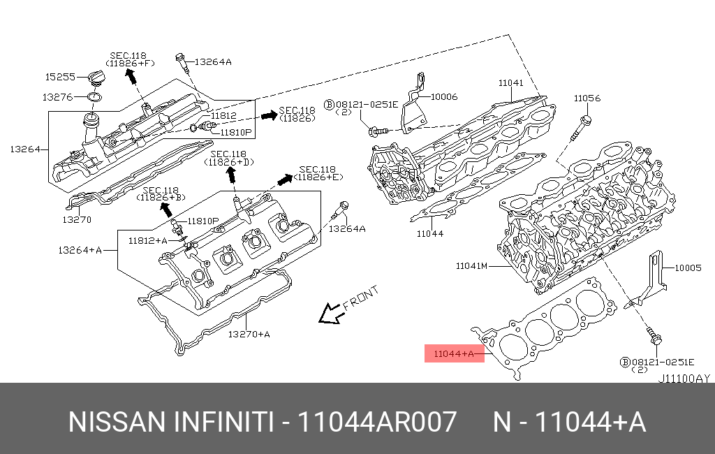 Прокладка головки блока цилиндров - Nissan 11044-AR007