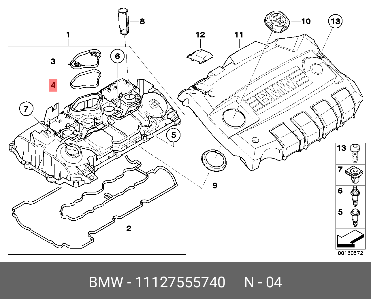 Прокладка, крышка головки цилиндра - BMW 11 12 7 555 740