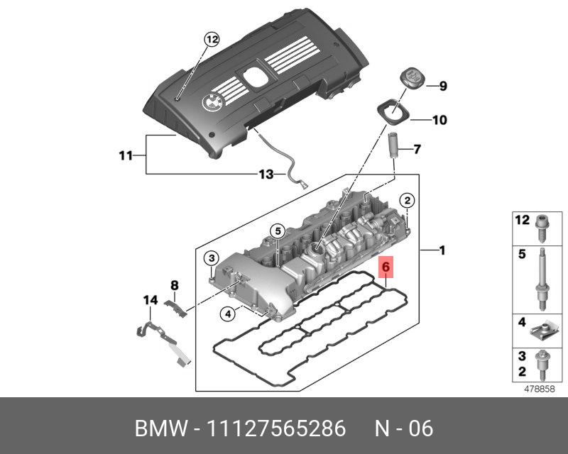 Прокладка крышки клапанов - BMW 11 12 7 565 286