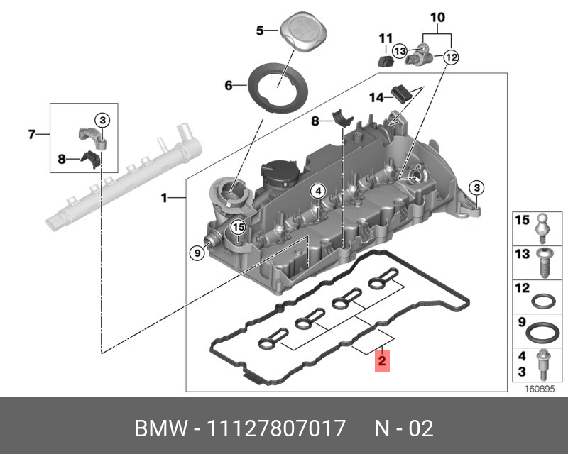 Комплект прокладок, крышка головки цилиндра - BMW 11 12 7 807 017