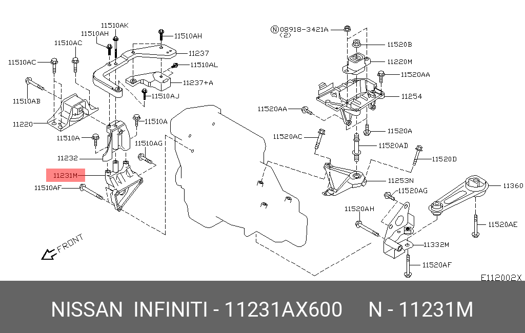 Опора двигателя - Nissan 11231-AX600