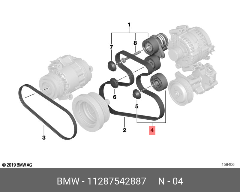 Ролик обводной приводного ремня - BMW 11 28 7 542 887