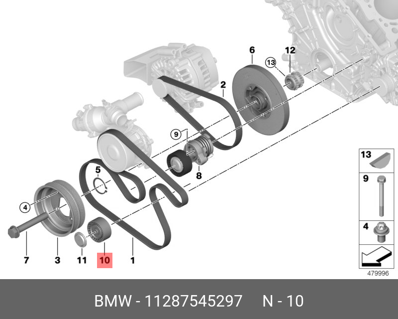 Ролик обводной навесного оборудования - BMW 11 28 7 545 297