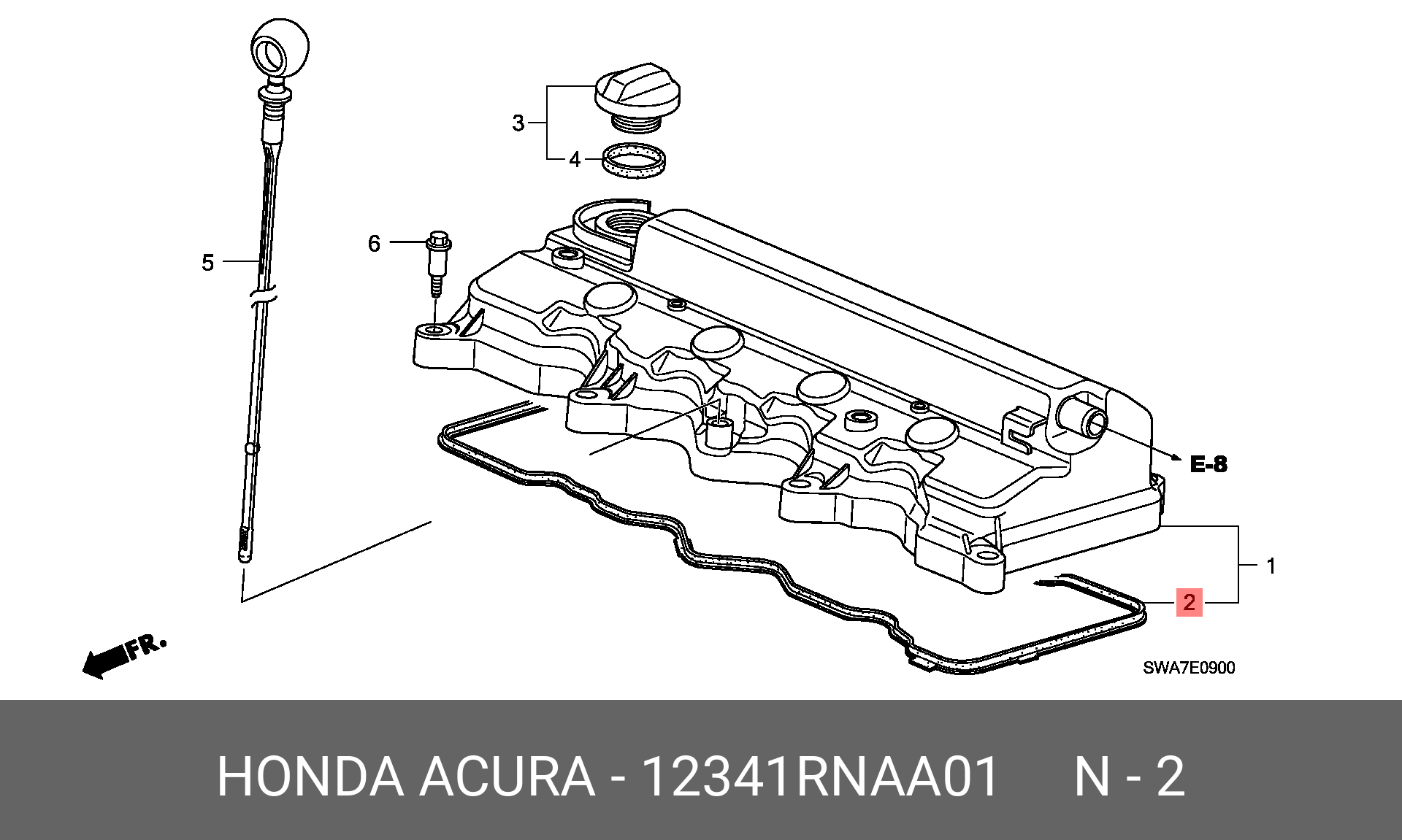 Пpокладка крышки клапанов - Honda 12341-RN-AA01
