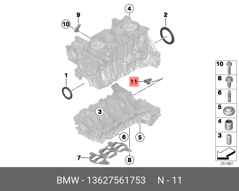 Датчик положения коленчатого вала - BMW 13 62 7 561 753
