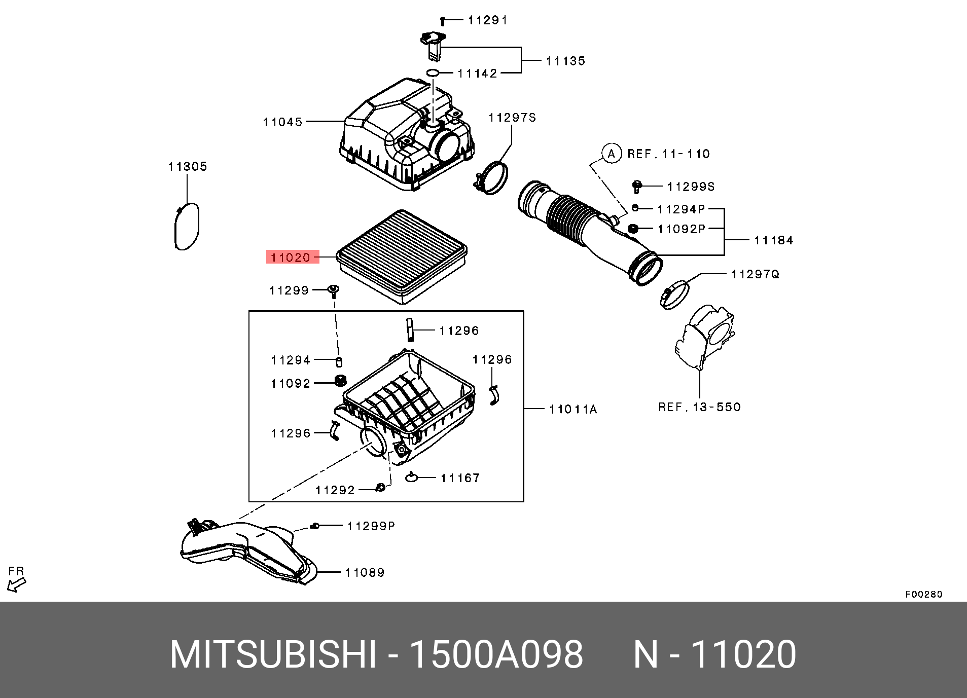 Фильтр воздушный - Mitsubishi 1500A098