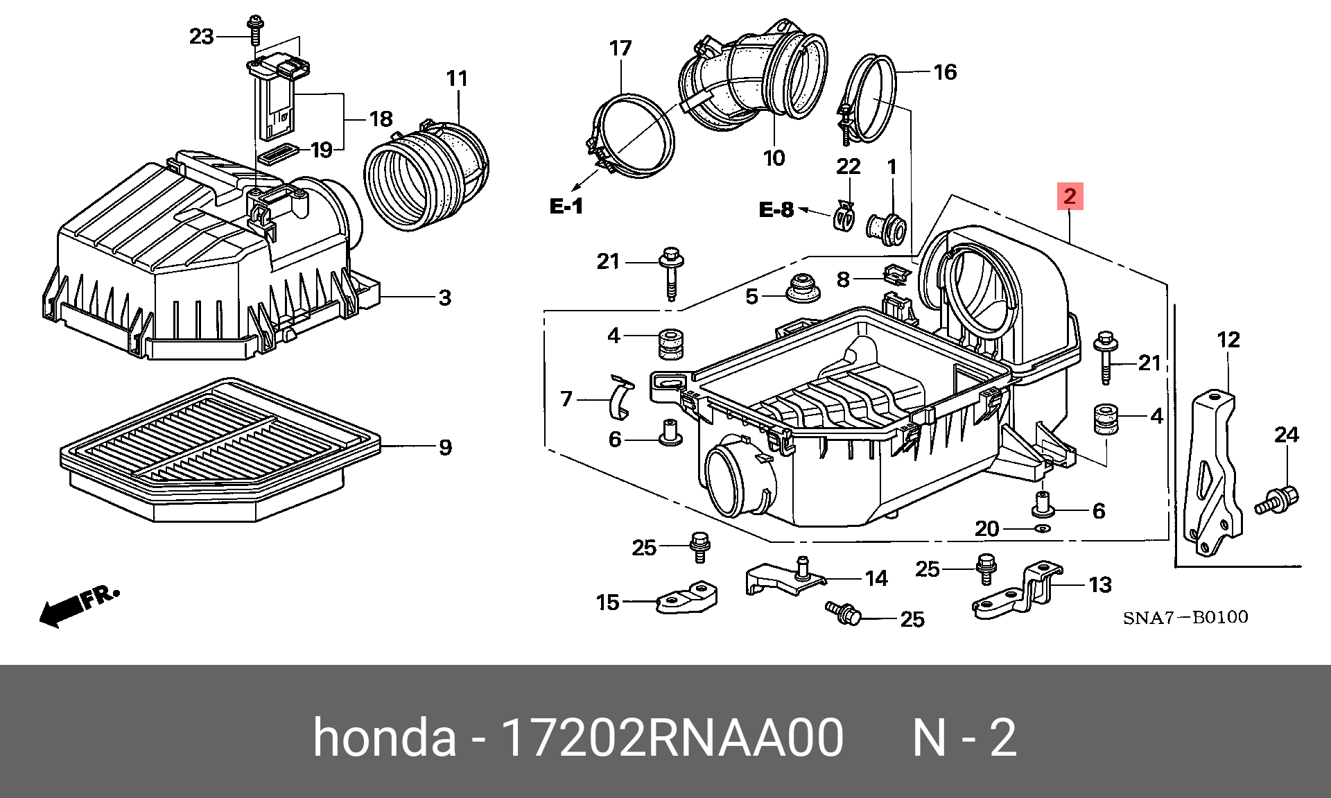 Корпус компл. фильтр, возд - Honda 17202-RNA-A00