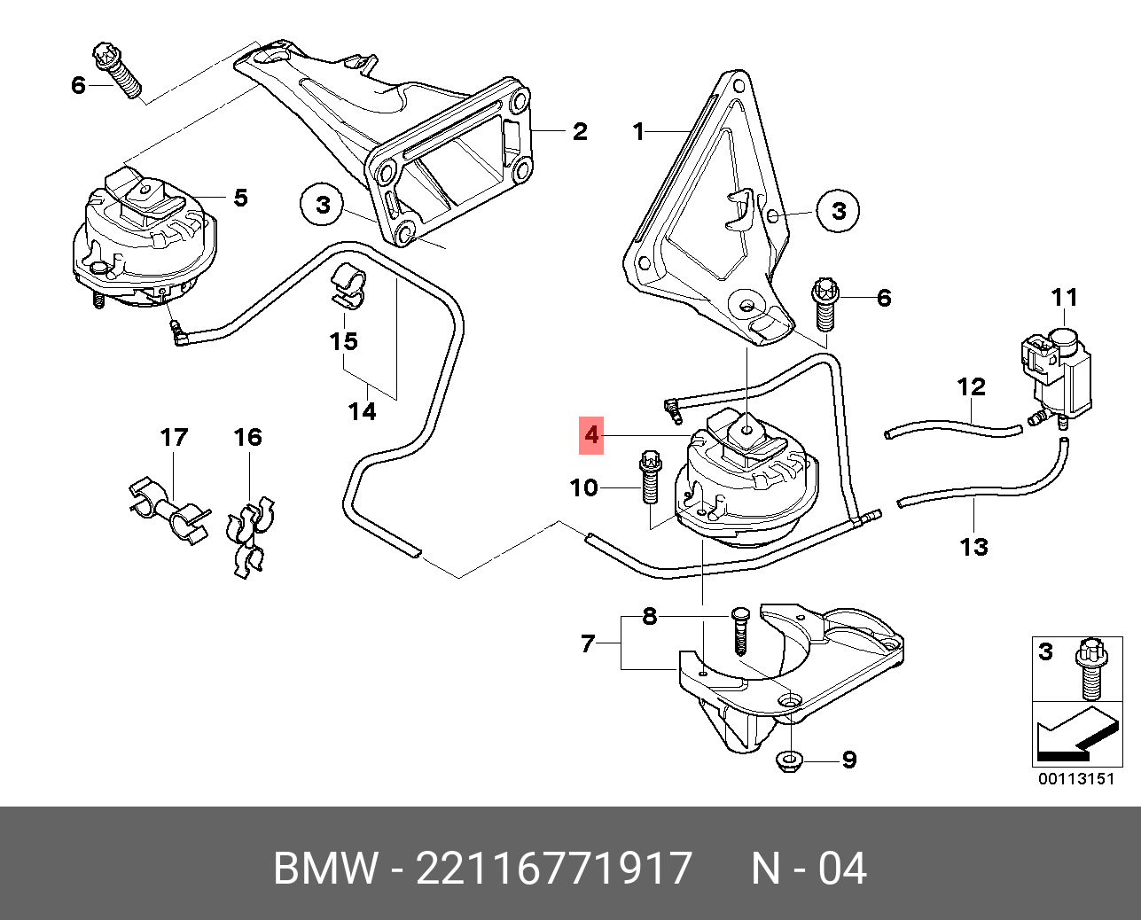 Подушка двигателя - BMW 22 11 6 771 917
