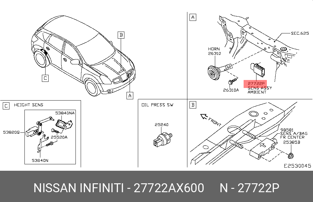 Датчик температ. окруж. воздуха e11e - Nissan 27722-AX600