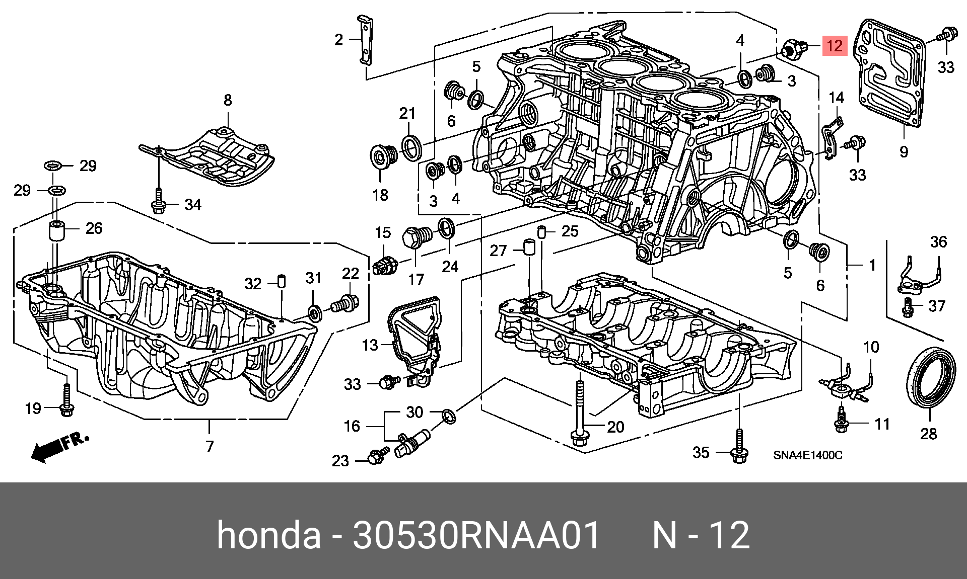 Датчик детонации - Honda 30530-RNA-A01