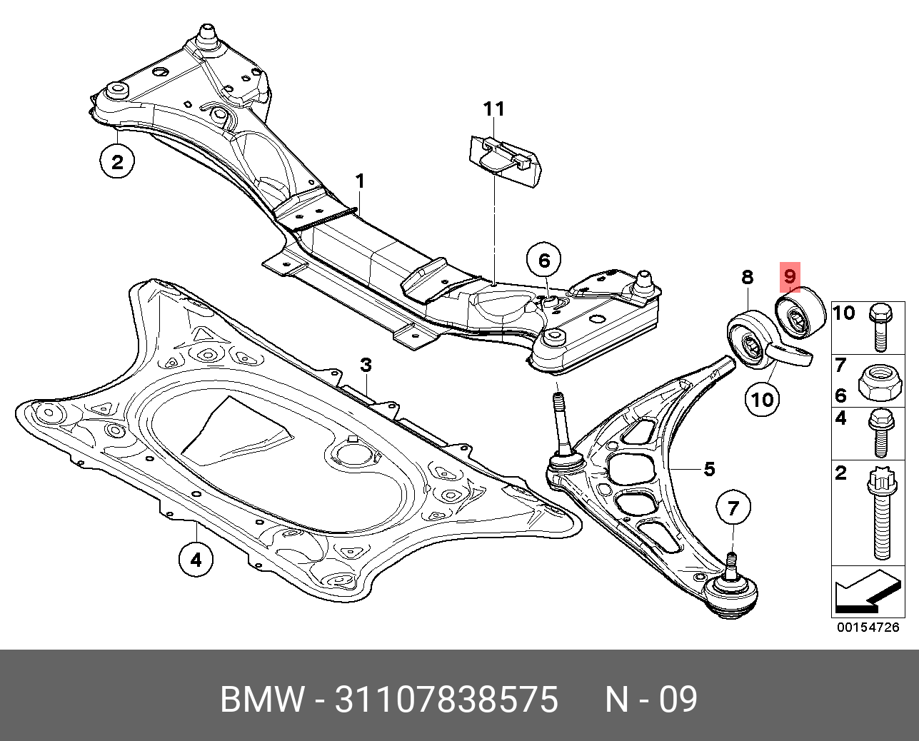 Комплект резинометаллических шарниров - BMW 31 10 7 838 575
