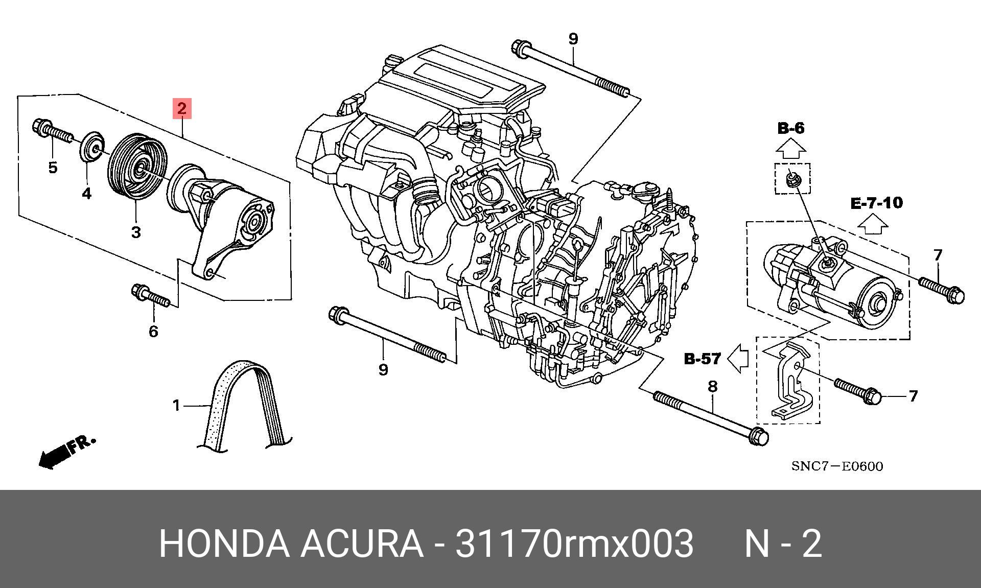 Натяжитель ремня навесного оборудования - Honda 31170-RMX-003