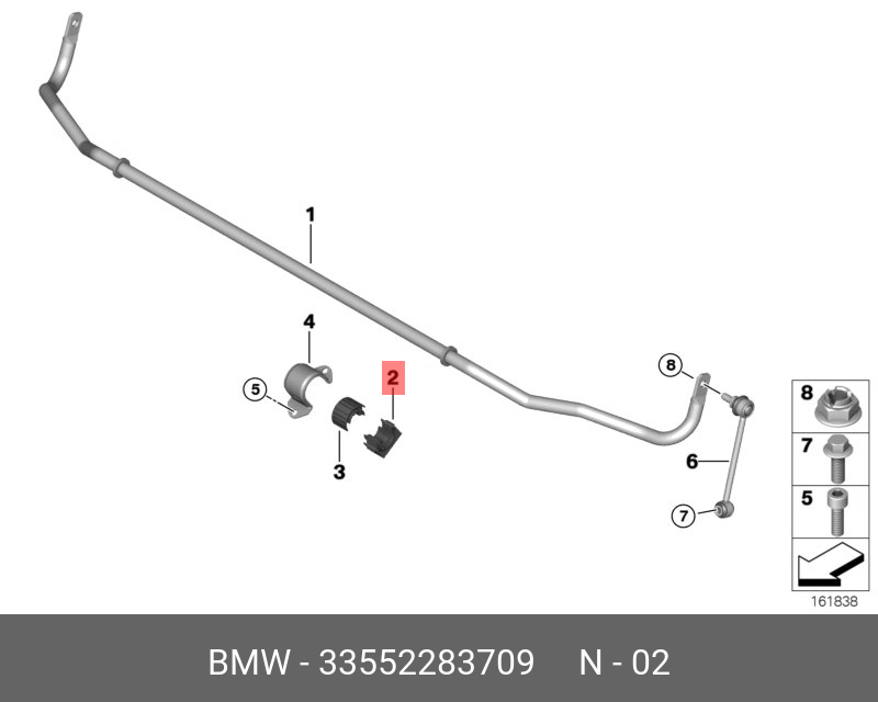 Резиномет.шарнир стабилизатора, нижн.ч - BMW 33 55 2 283 709