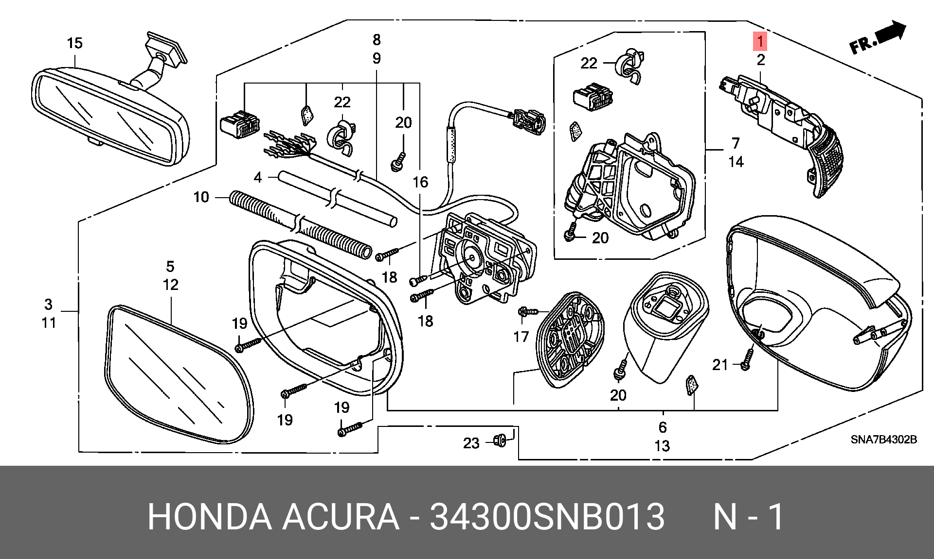 Повторитель поворота в сборе r. - Honda 34300-SNB-013