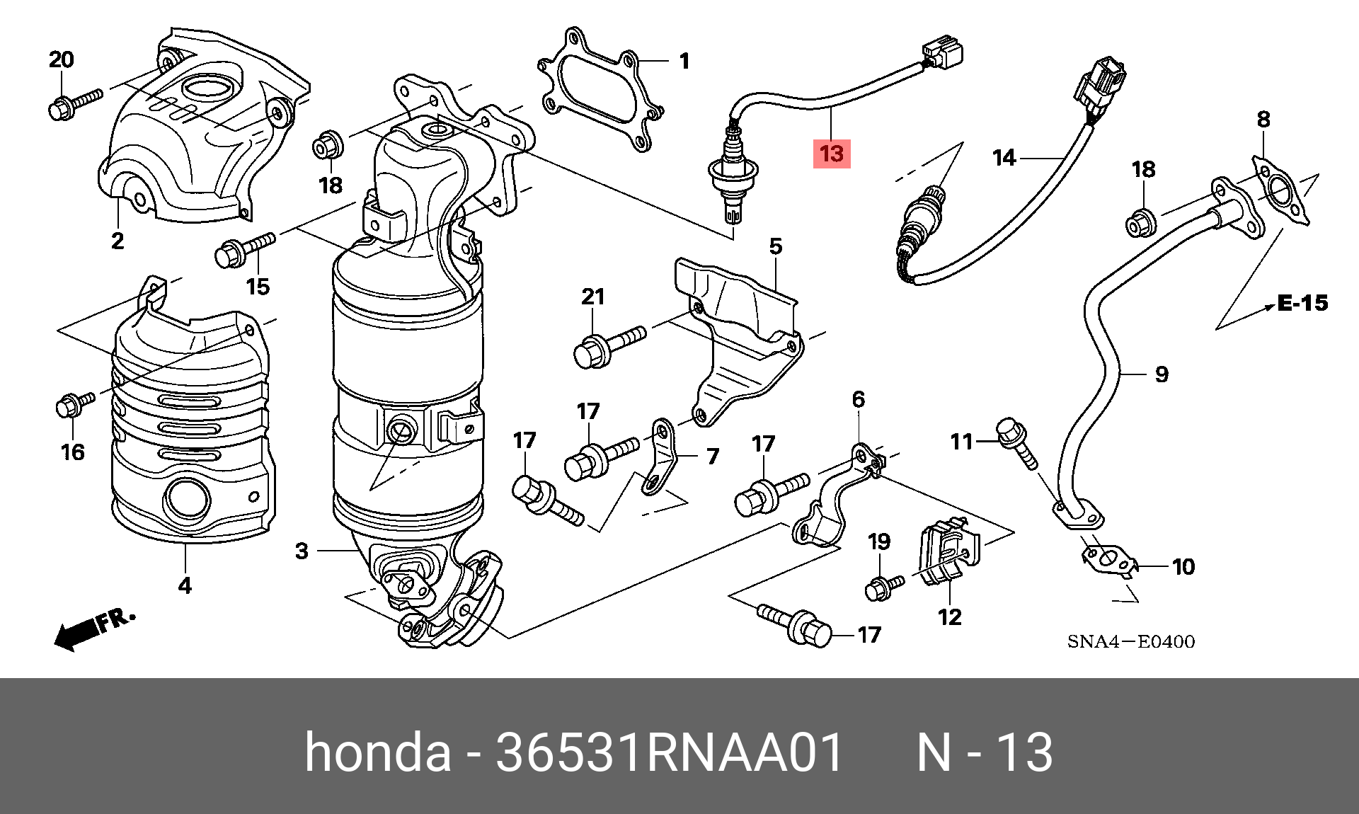 Датчик кислородный - Honda 36531-RNA-A01