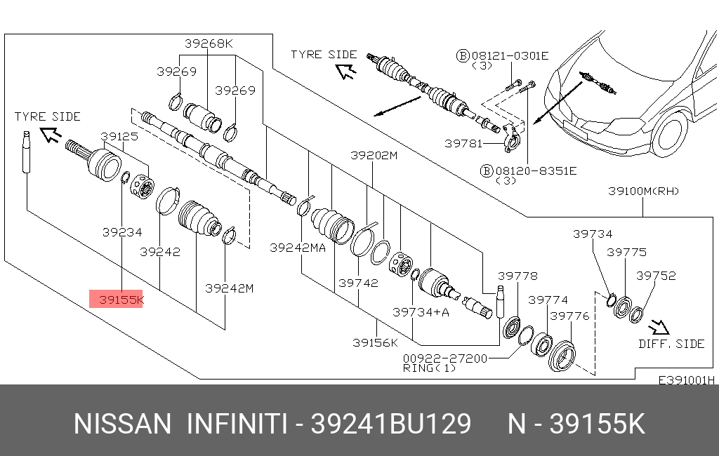 Пыльник ШРУСа - Nissan 39241-BU129