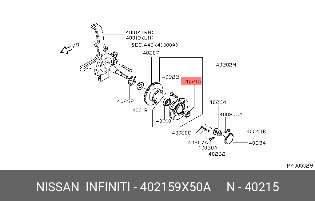 Подшипник ступицы колеса | перед | - Nissan 40215-9X50A