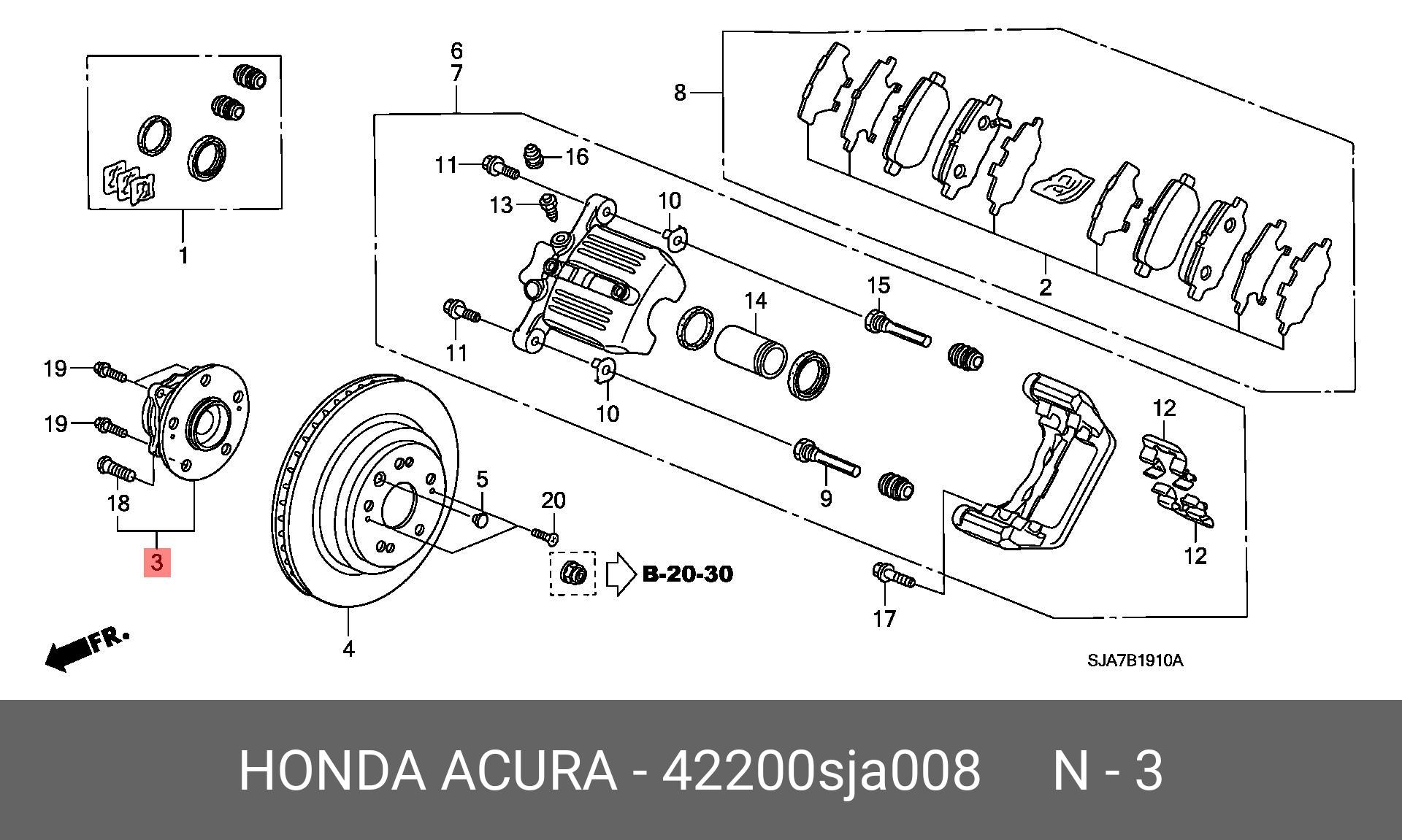 Подшипник в сборе задней ступицы | зад лев | - Honda 42200-SJA-008