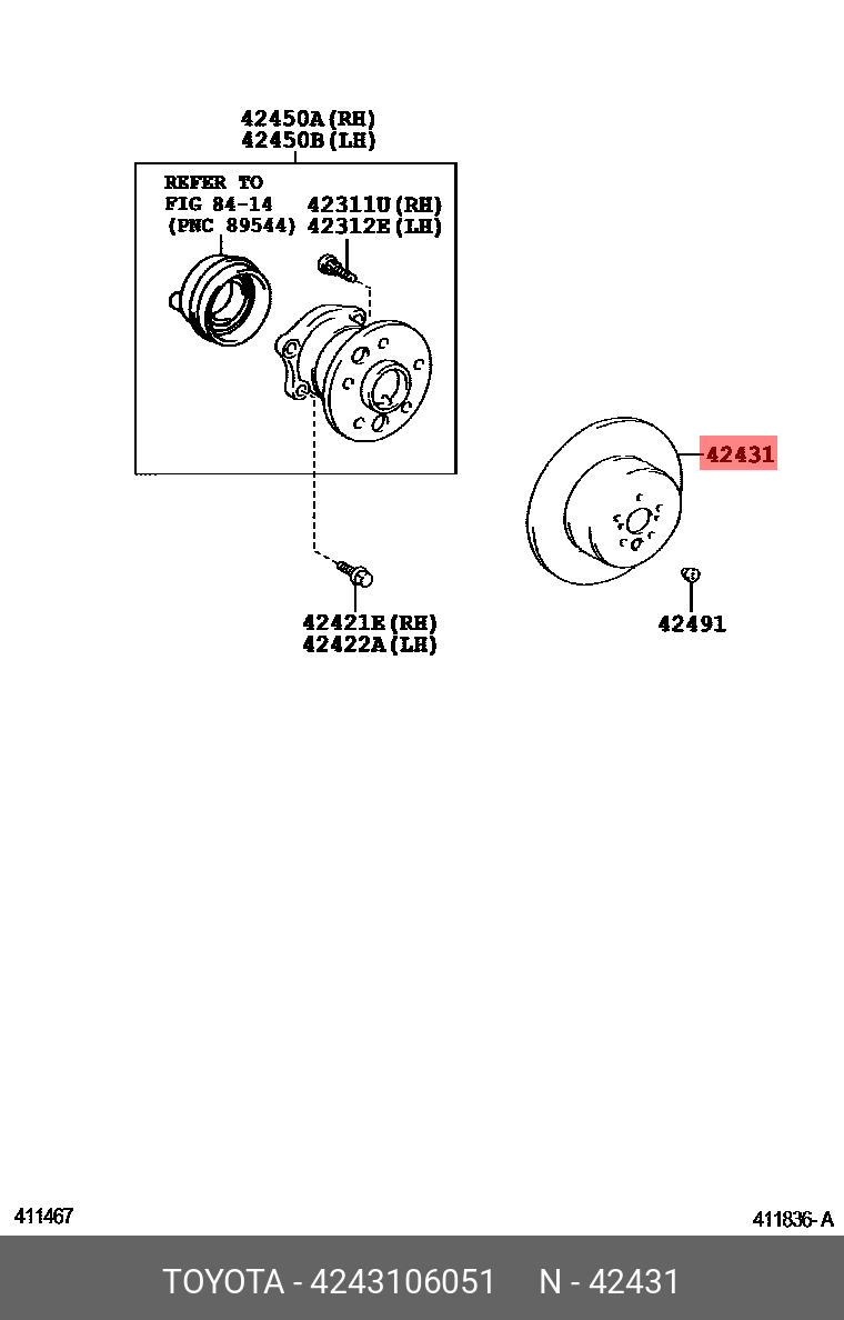 Диск тормозной | зад | - Toyota 42431-06051