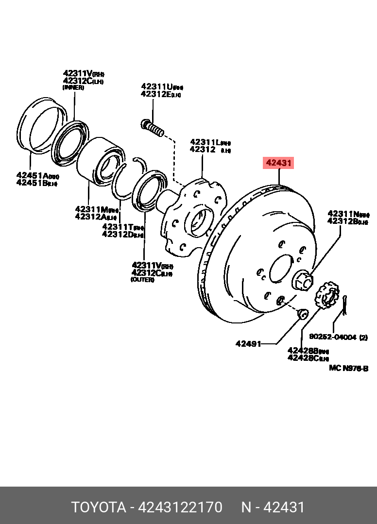 Диск тормозной | зад | - Toyota 42431-22170